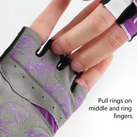 DuShow Cycling Gloves Women Half Finger Gel Padded Bike Gloves for Women Cycling Mountain Road Bicycle Biking Gloves Anti-Slip Shock-Absorbing Bicycle Short Gloves Purple Butterfly-S