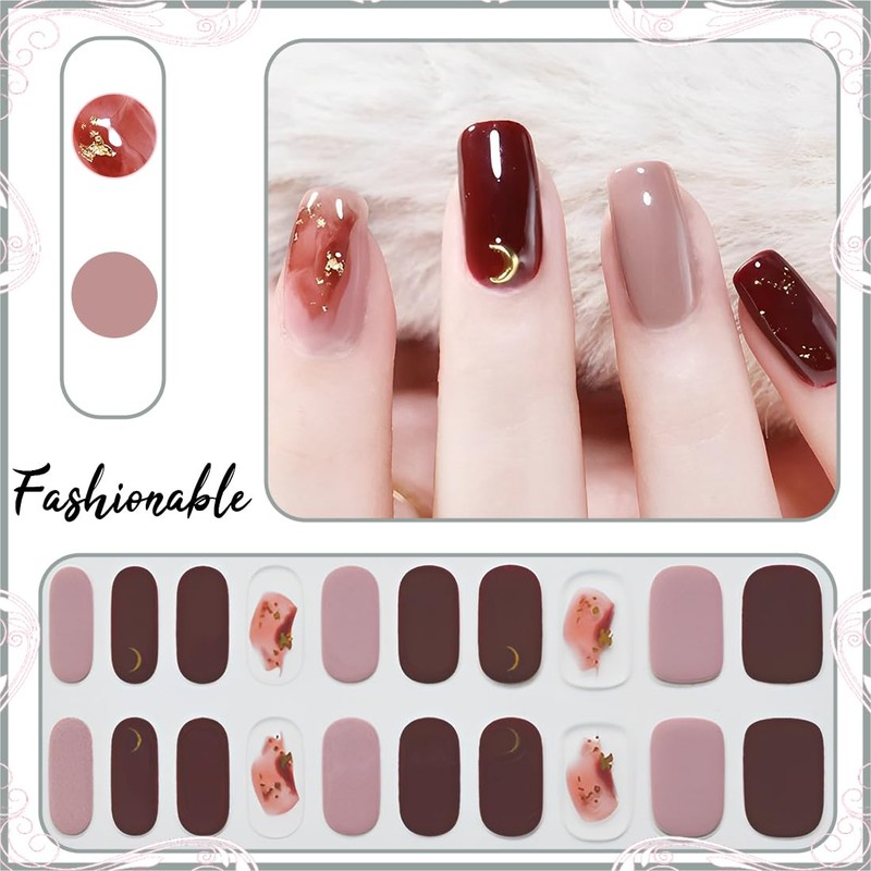 ZEPIQOR 20 pcs Nagelfolie Weinrot Gel Nagelfolien Selbstklebend Nail Sticker