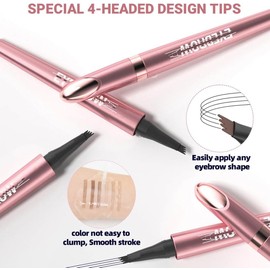 Lápiz de Cejas Microblading 3D Impermeable con Punta de 4 Tenedores, Lápiz de Cejas Mágico de Larga Duración con Efecto Natural, Lápiz de Contorno Preciso para Cejas Definidas y Naturales (Café oscuro)