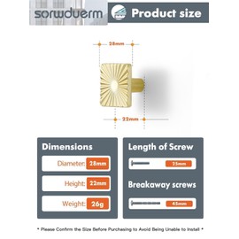 SORWDUERM 5 Pack Gold Cabinet Knobs Square Brushed Brass Drawer Pulls Bathroom Dresser Handles Hardware Zinc Alloy