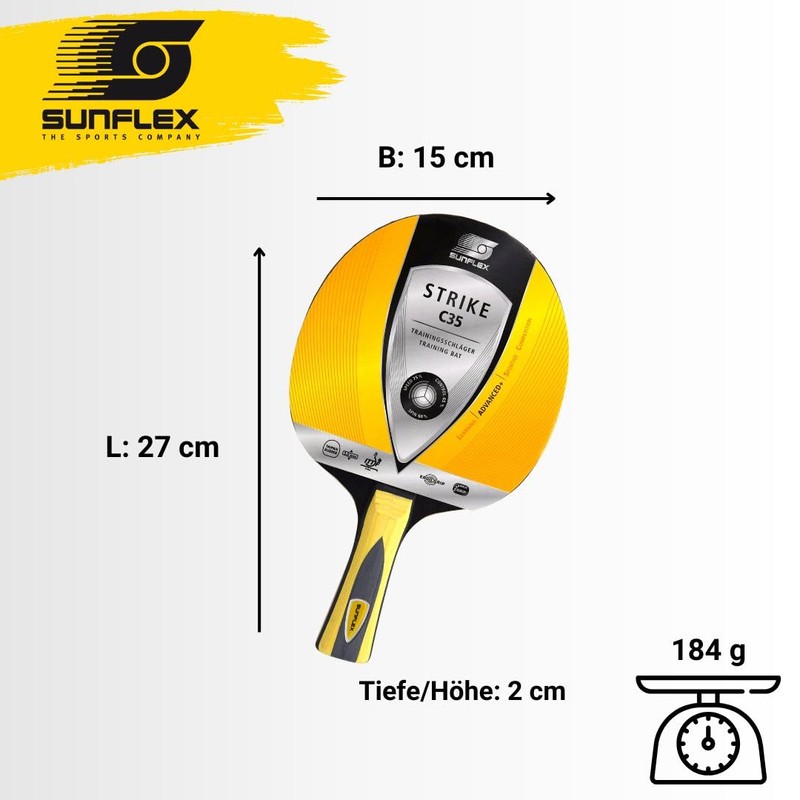 sunflex Strike C35 Table Tennis Bat, Ambitious Leisure and Hobby