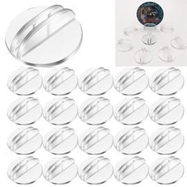 Jindizi Card Stands, 50 Pcs Translucent Plastic Card Holders Game Card Stands Paper Miniature Bases Clear Paper Board Clips for Business Cards Price Tags Menus Labels 1 Inch