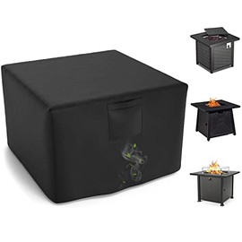 WLEAFJ Fire Pit Cover Square, Fits for 28-32 Inch Gas Fire Table, Heavy Duty Oxford Fabric Outdoor Fireplace Cover, Waterproof Rectangle Firepit Cover, 32 x 32 x 24 Inch, Black