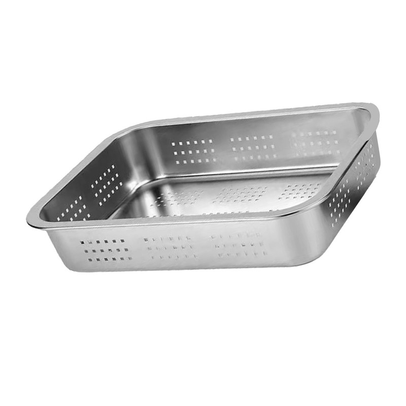 Stainless Steel Draining Rectangular Basin Vegetable Washing Drying Filter Basket