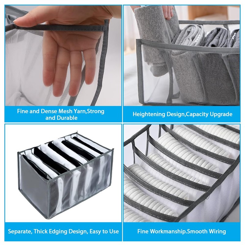 Abnaok 6 Pcs Clothes Storage Organiser for Wardrobe, Foldable Drawer