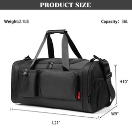 BSHG Gym Bags For Men & Women With Shoes Compartment And Wet Pocket, Sports Duffle Bag, Workout Bags For Gym Swimming Yoga,Waterproof Weekend Overnight Carry On Bag B-GC-003-Black