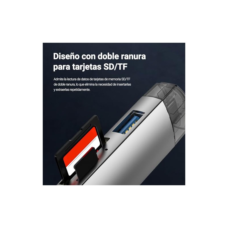 JESWO 3 en 1 Lector de Tarjetas SD, Aluminum Adaptador