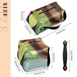 Red Wine Bottle Glasses Bread with Wodden Barrel Green Landscape Rectangle Tissue Box Cover, Leather Tissue Box Holder for Bathroom, Office, Night Stands and Vanity Tissues Box 9.4x5.1x3.6 in