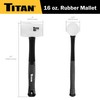 Titan 63106 16oz White Rubber Mallet, Non-marking Double-faced Solid Head,