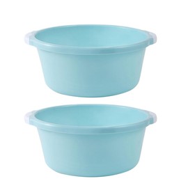 2pcs Home Bathroom Wash Basin Plastic Wash Basin Home Foot Basin Household Simple Basin (Medium Size Sky-Blue)