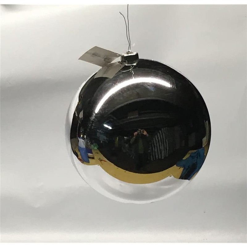 Decoris T Bauble XXL, Shiny Silver, Shatterproof - Christmas Bauble