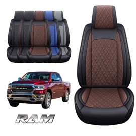 YIERTAI Car Seat Covers Compatible with Dodge Ram Custom Fit 2009-2025 1500 2500 3500 Pickup Bighorn Mega Cab Limited Longhorn Laramie Waterproof Leather Seat Protectors