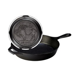 Lodge Logic 10.25" Cast Iron Buffalo Nickel Skillet New Free Shipping