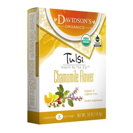 Davidson's Organics, Tulsi Chamomile Flower, 8-count Tea Bags, Pack of 12