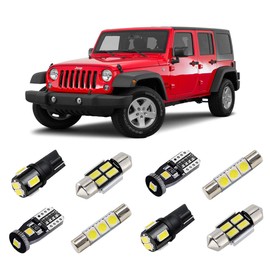 BRISHINE White Interior LED Lights Kit for 2007-2018 Jeep Wrangler JK 4-Door Super Bright 6000K LED Interior Light Bulbs Package + License Plate Lights and Install Tool