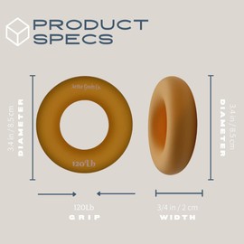 ActiveGoodsCo Hand & Forearm Exerciser - Single ring or Set, Resistance 10-200Lb, Diameter 2.5-3,5in. Visit to see more options (Single120Lb-3.5in Beige)