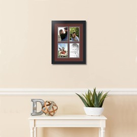 ArtToFrames Collage Photo Frame Double Mat with 2-3.5x5 inch Openings with Black Frame and Maroon Top Mat