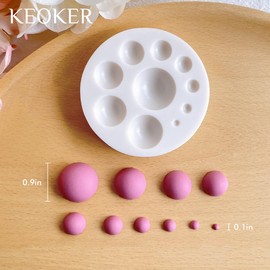Keoker Half Round Ball Polymer Clay Molds, Polymer Clay Earring Tools for Jewelry Making, 10 Sizes Clay Half Ball Maker