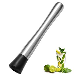 8 Inch Stainless Steel Cocktail Muddler and Mixing Spoon Home Bar Tool Set - Create Delicious Mojitos Old Fashioned/Mint Julep/Other Fruit Based Drinks (Silver)