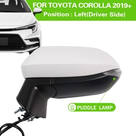 Liizoo Side Mirror for TOYOTA COROLLA 2019-2023 Car Door Mirror Fits for TOYOTA COROLLA 2019 Left Driver Side | Power | Heated | Lamp |BSM |TO1320395 |White (LH)