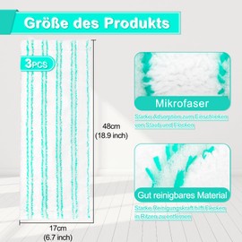 JiangLin 3 Pack Replacement Mop Covers with Catch for Leifheit Profi XL Micro Duo / Profi XL Cotton Plus All Floor Mops, 2 Fibre System, Efficient Microfibre Covers for All Floors