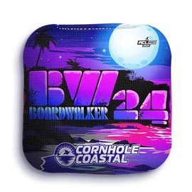 Cornhole Coastal Set of 4 Regulation Professional Corn Hole Bags for Cornhole Toss Games - for All Skill Levels (Boardwalker, Night Logo)