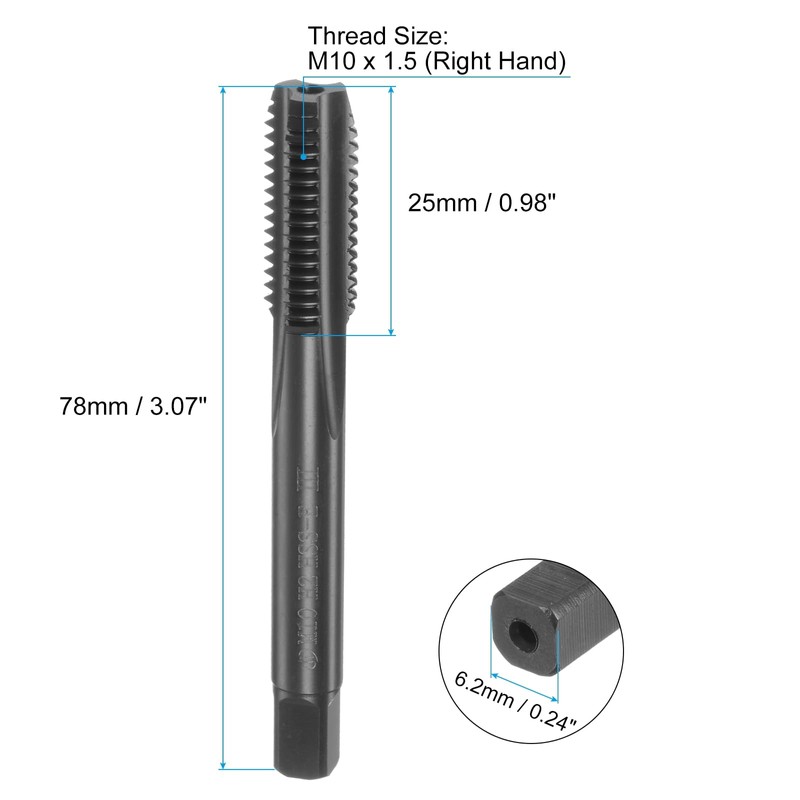 sourcing map Metric Thread Tap M10 x 1.5 H2 Nitride