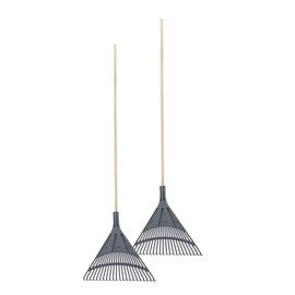 Superio Kids Rake with Hardwood Handle, Durable Plastic Head to Sweep Leaves in Lawn and Tidying Up The Garden, 34" (Adult Size, Grey, 1-Pack)