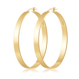 VEEDOFA 6mm Wide Chunky Gold Hoops Earrings for Women - Hypoallergenic Large Hoops Earrings, Lightweight 14K Real Gold Plated Big Hoop Earrings for Women Gift for Her 30/40/50/60mm