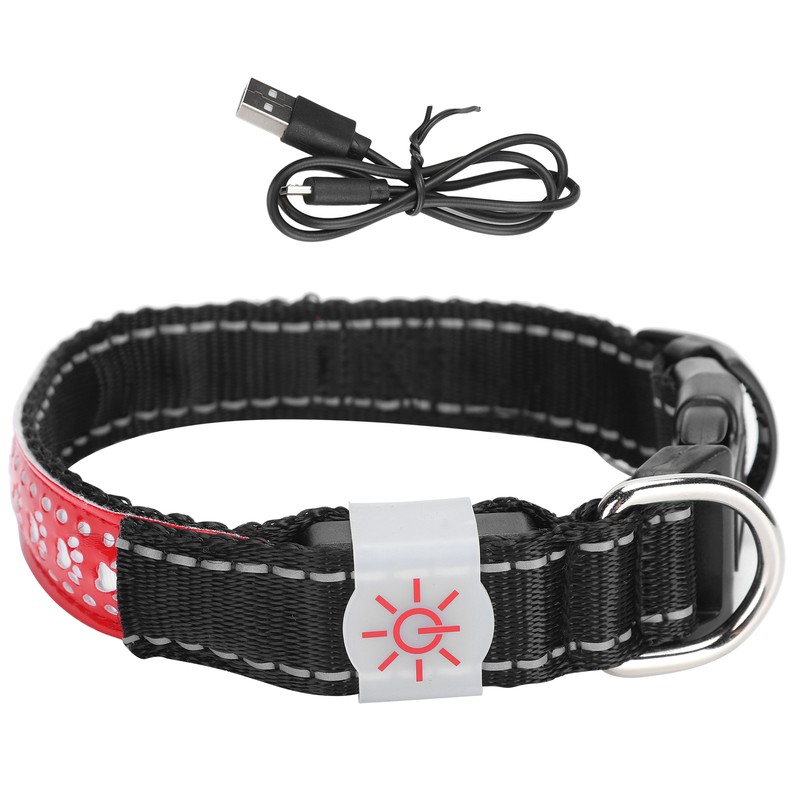 LED Pet Adjustable Collar USB Rechargeable Soft Dog Lighting Night