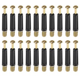 sourcing map 30Pcs 40mm Furniture Connecting Fittings, Thread Bolts Dowels Screws, Metal Dowel Fitting Fasteners for Cabinet Drawer and Wardrobe Furniture, Black