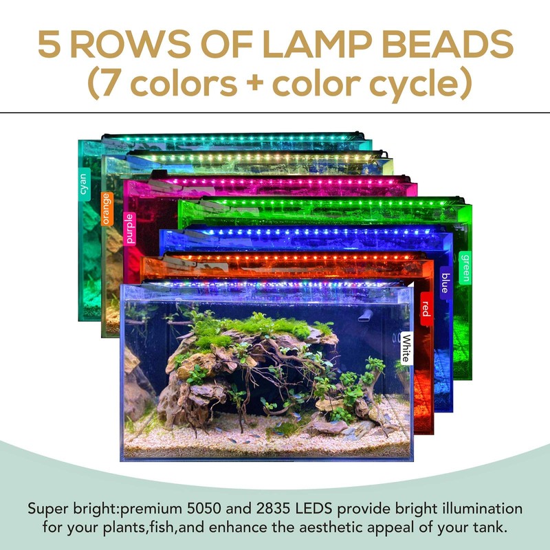 hygger 26W 24/7 Lighting Aquarium LED Light, Sunrise-Daylight-Moonlight Mode and