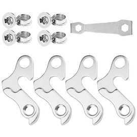 Pack of 4 Derailleur Hanger, Aluminium Alloy Bicycles Rear Hook with Screws Bicycle Suspension Gear Hook Bike Gear Hanger Rear Derailleur Hanger for MTB & Road Bike (Silver)