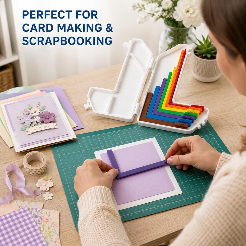 Domefahaso 7‑Pcs Card Making Alignment Guides Set with Case