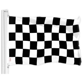 UD_G128 Combo Pack: American USA Flag 3x5 Ft & Checkered Flag 3x5 Ft, Both Printed 150D Polyester, Indoor/Outdoor, Brass Grommet