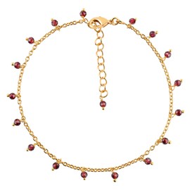 InfinityGemsArt Red Garnet Anklets in Hanging Beads Ankle Bracelets for Women Natural Birthstone 14k Gold Plated Jewelry in 9” +1.5” inch Chakra Crystals Birthday Gifts