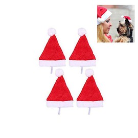 Yahpetes Dog Cat Pet Santa Hat Christmas Santa Claus 4 Pcs Pet Christmas Hat 5.5"X7.8" Dog Costume for Puppy Kitten Small Cats Dogs Pets