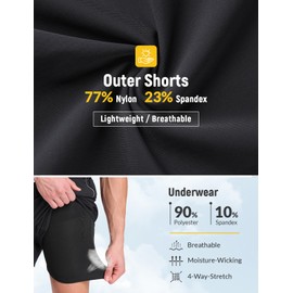 baleaf Mens MTB Cycling Shorts 3D Padded Mountain Bike Short for Men 2 in 1 Outdoor Cycle Bicycle Black L