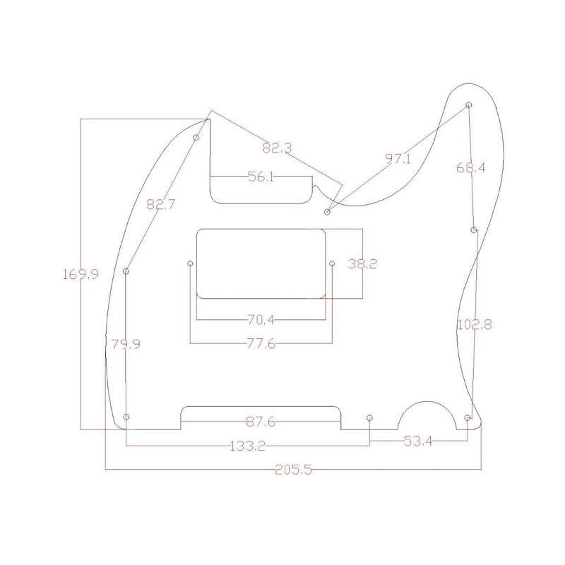 Dopro Metal Aluminum Anodized 8 Hole Tele Pickguard with Metal