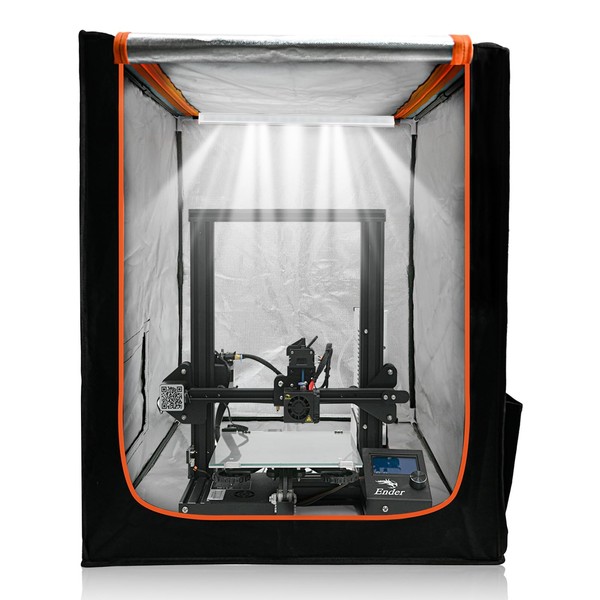 3D Printer Enclosure with LED Lighting, Fireproof Dustproof Tent Constant Temperature Protective Cover for Creality Ender 3/Ender 3 Pro/Ender 3V2/Ender 3S1/Neo/Anycubic Elegoo, 28.7×25.6×21.6"