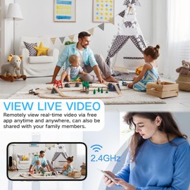 WiFi Indoor Security Camera with Clock Wireless 1080P HD Nanny Cam with Night Vision, Motion Detection Surveillance Cameras for Home, Pets, Office