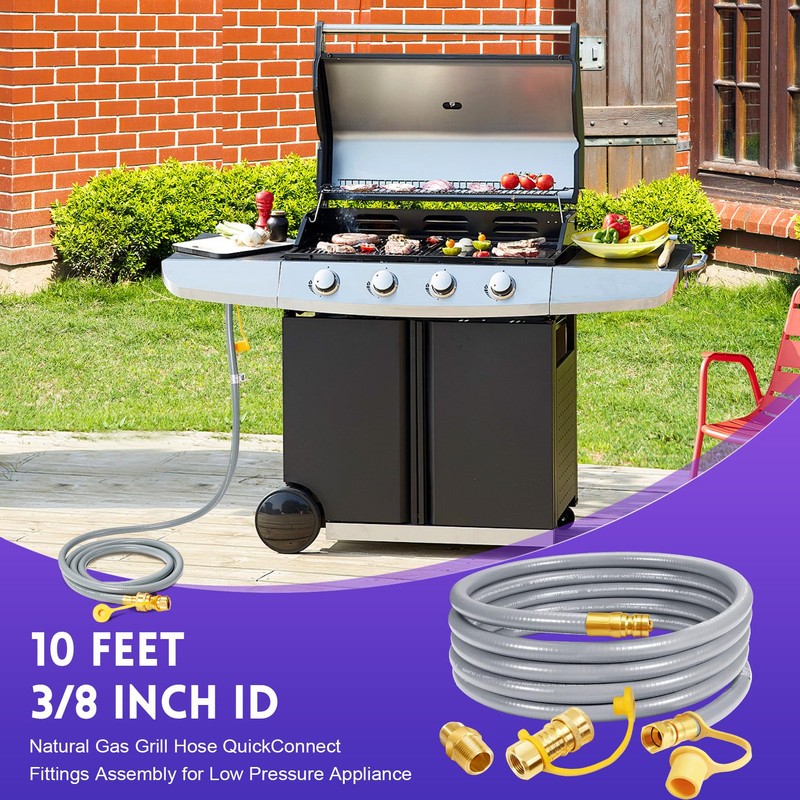 GasSaf 10FT 3/8" ID Natural Gas Hose, Natural Gas Grill