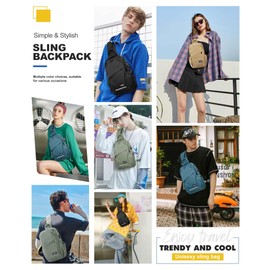 Khaki Sling Bag for Men women, Small Anti Theft One Strap Motorcycle Backpack, Mini Sling Tactical Chest Bag Daypack Crossbody Sling Backpacks for Casual Travel Hiking Gym Outdoor Sports