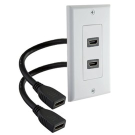 iMBAPrice - HDMI Pigtail Wall Plate Built-in Flexible Hi-Speed HDMI Cable with Ethernet Dual Port (2 Port) White