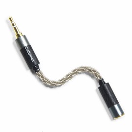 GUCraftsman 3.5mm Tripolar Stereo (Male) Convert 2.5mm 4-Pole Balanced (Female) Portable Earphone Adapter 6N Single Crystal Silver Cable