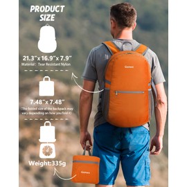 Gonex Ultra Lightweight Packable Daypack Handy Foldable Camping Outdoor Travel Cycling Backpack(Orange)