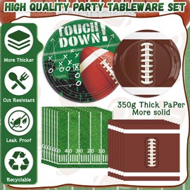 140PCS Football Party Plates Decorations Set Party Decoration Set Football Party Supplies Tableware Set 24 Guests Football Plate