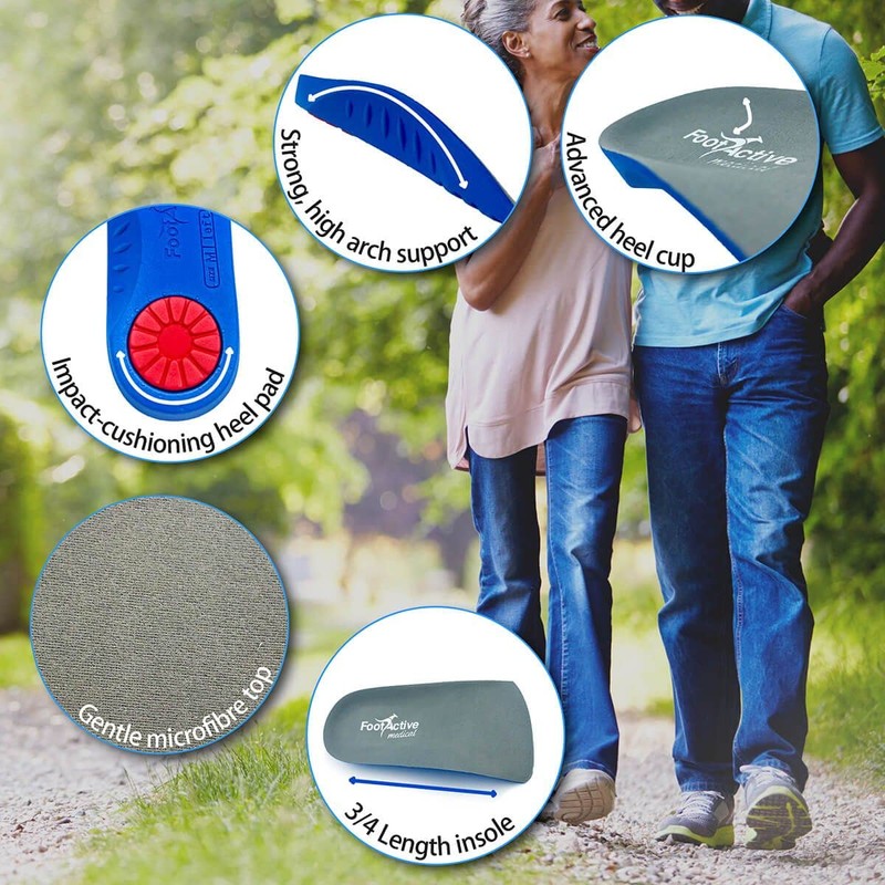 FootActive Medical 3/4 Length Insole, 7/8.5 UK, Blue