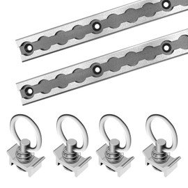 SALUINOKI 6" L-Track Rail Tie Down System Silver, Truck Bed Rail System with L-Track Single Stud O-Ring Fittings, Aluminum LTrack Rail for Truck and Trailer to Secure Motorcycles, ATVs and Bikes