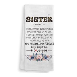 NOQL Sister Kitchen Towels and Dishcloths, Gifts for Sister, Sisters Gifts from Sister, Sister, Best Sister Hand Towels Tea Towels for Bathroom Kitchen, 16×24 Inches